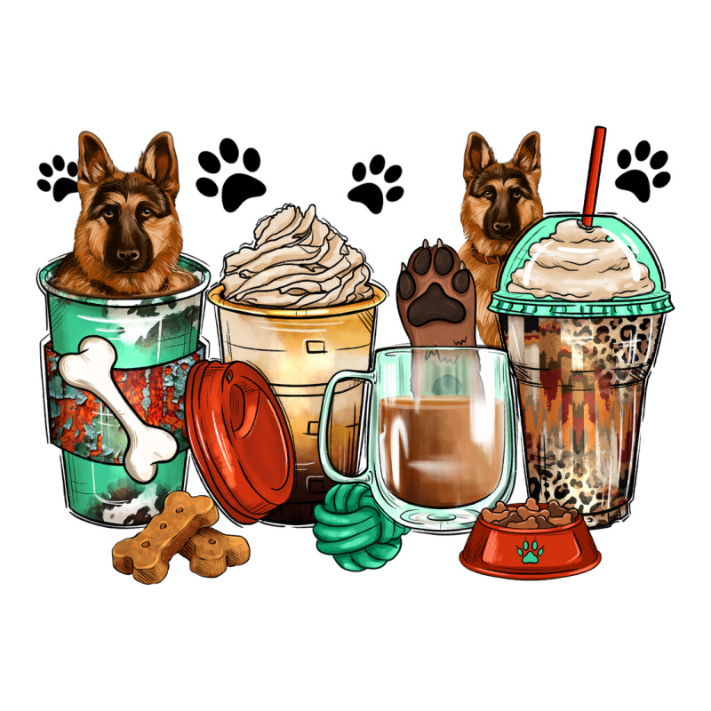 German Shepherds Coffee Cups Ladies Tee by Zillion Design Studio | Teevron