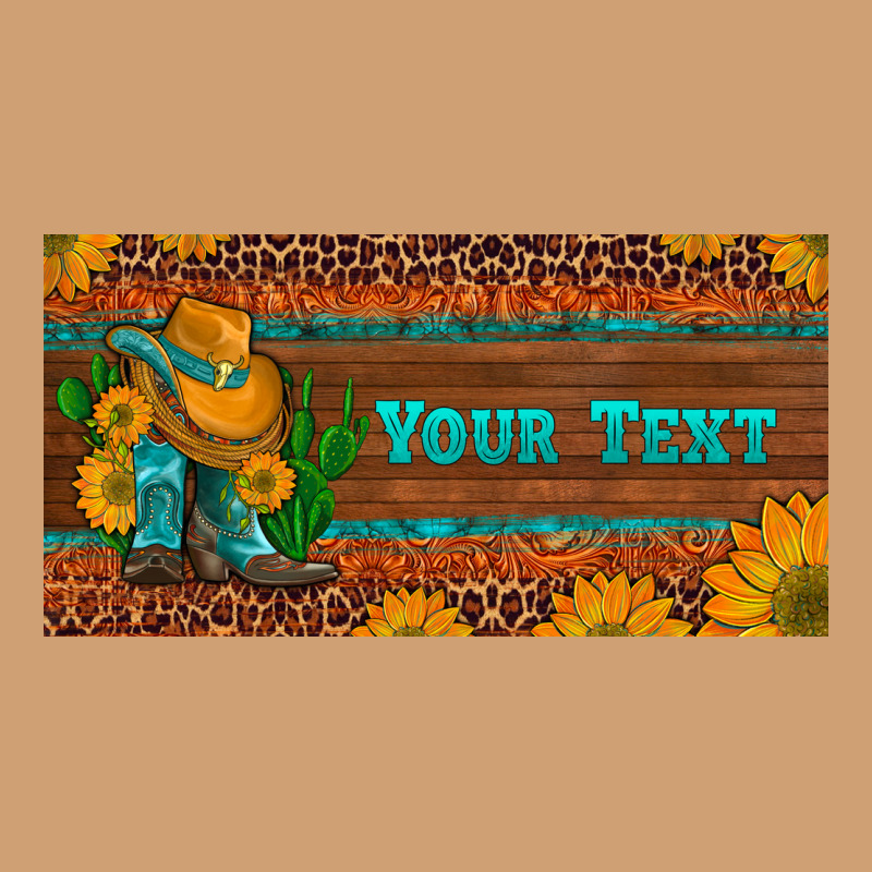Preview Custom Cowboy Boots Sunflowers And Cactus License Plate Vintage Tee by Artiststas | Teevron