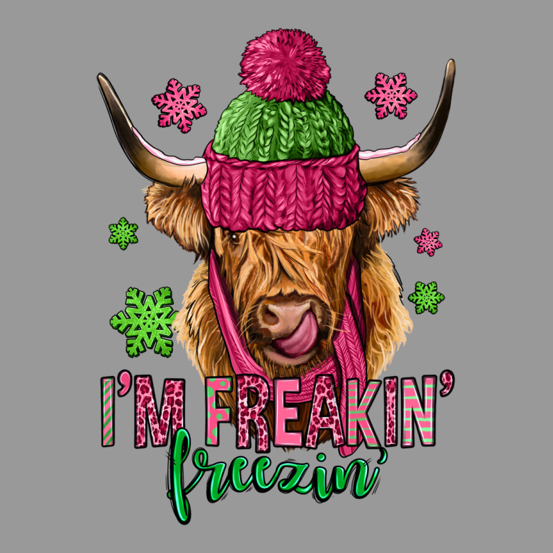 I'm Freakin Freezin Pink Christmas Long Haired Cow Vintage Hoodie by Jasminsmagicworld | Teevron