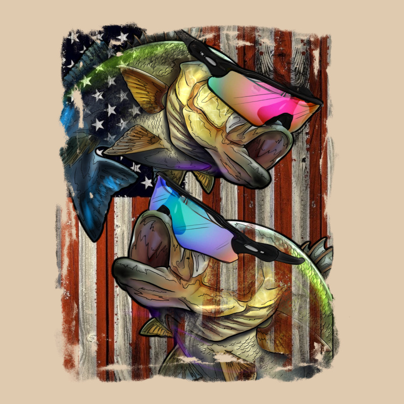 American Flag With Bass Fish Heavyweight Sweatshirt by LillyAllenDesigns | Teevron