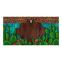 western cactus leopard and turquoise custom nametext license plate | Teevron