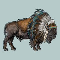 Bison With Indian Headdress Heavy Core Tee | Teevron