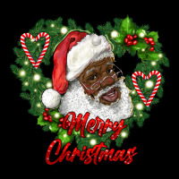Merry Christmas African American Santa With Wreath Ladies Tee | Teevron