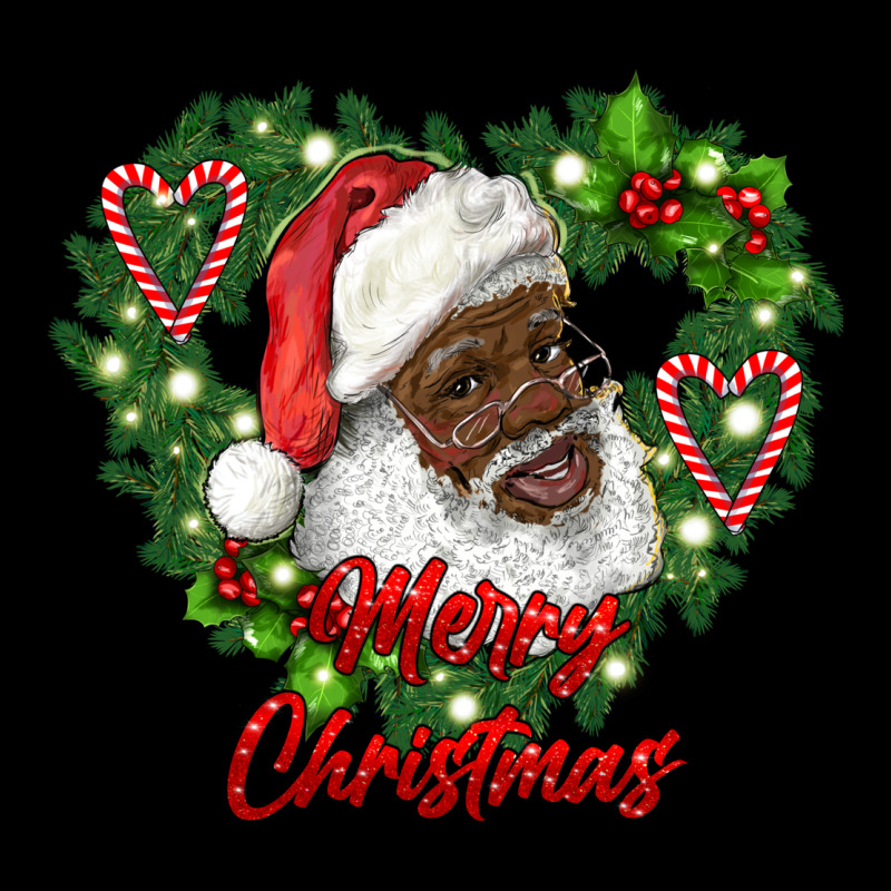 Merry Christmas African American Santa With Wreath Ladies Tee by RanaPortraitStore | Teevron