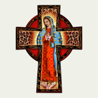Lady Of Guadalupe Leopard Cross Urban Heavy Tee | Teevron