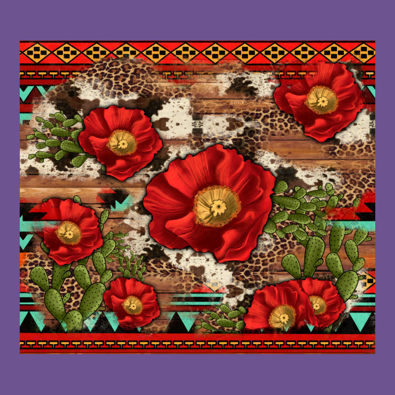 Red Flower And Cactus With Cowhide And Aztec Vintage Tee by Artiststas | Teevron