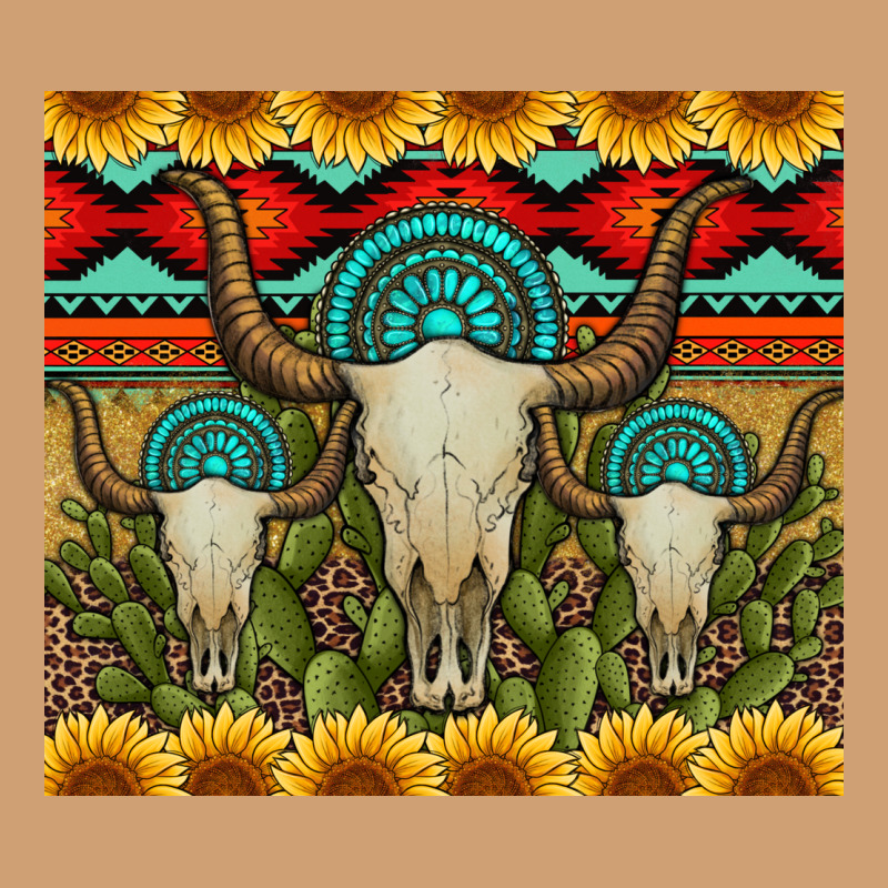 Bull Skulls Gemstones And Cactus With Leopard And Aztec Vintage Tee by Artiststas | Teevron