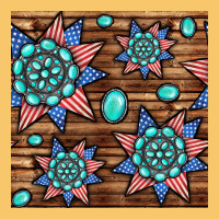4th Of July Turquoise Gemstone Seamless Pattern Vintage Hoodie | Teevron