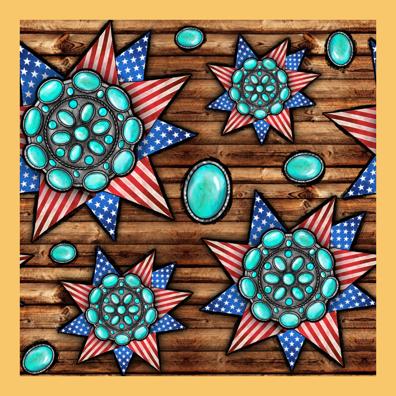 4th Of July Turquoise Gemstone Seamless Pattern Vintage Hoodie by BundleAndBundleShop | Teevron