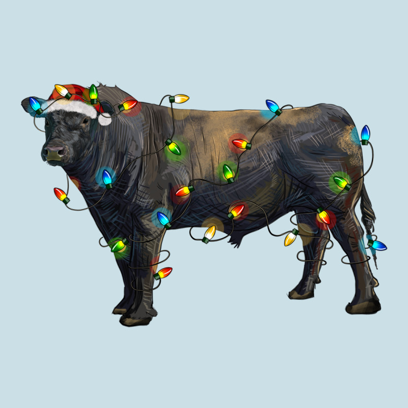 Christmas Black Angus Bull With Christmas Lights Ladies Tee by RanaPortraitStore | Teevron