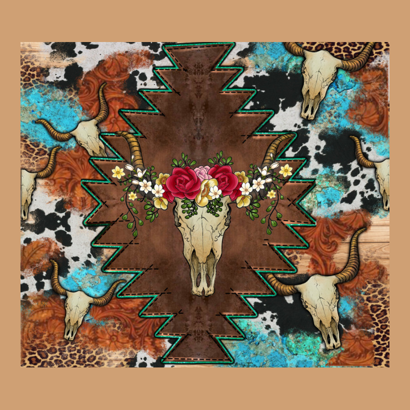 Western Floral Bullskull Cowhide And Leopard Vintage Tee by Artiststas | Teevron