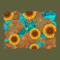 Sunflower Turquoise And  Leather Background Vintage Tee | Teevron