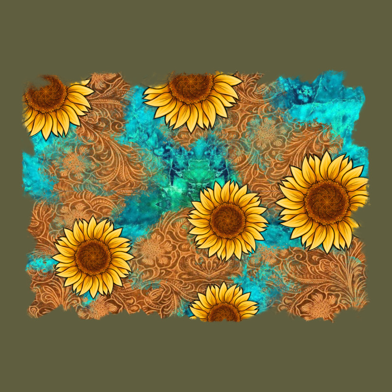 Sunflower Turquoise And  Leather Background Vintage Tee by Artiststas | Teevron