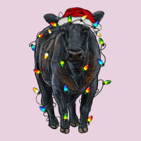 Christmas Black Angus Cattle With Lights Ladies Tee | Teevron