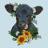 Baby Cow Black Angus Calf With Flowers Ladies Tee | Teevron