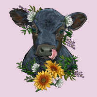 Baby Cow Black Angus Calf With Flowers Ladies Tee | Teevron