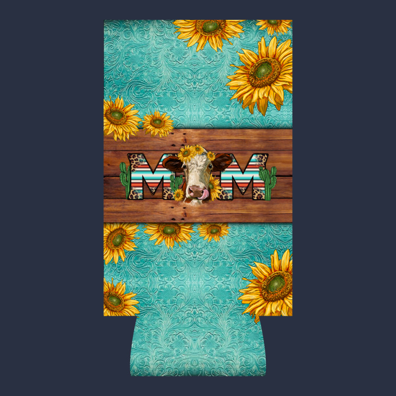 Mom Hereford Cattle Sunflowers On Tooled Leather Slim Can Cooler Heavyweight Sweatshirt by BarkalooDesign | Teevron