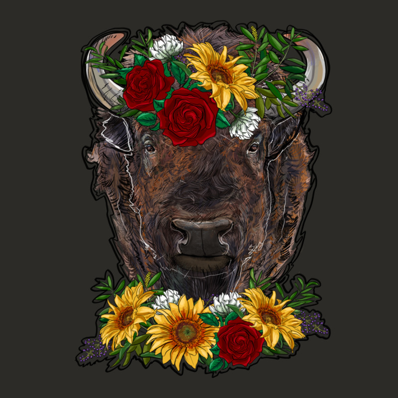 Bison Face With Flowers Heavy Core Tee by RanaPortraitStore | Teevron