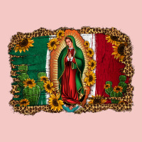 Our Lady Of Guadalupe Mexican Flag Background Urban Heavy Tee | Teevron
