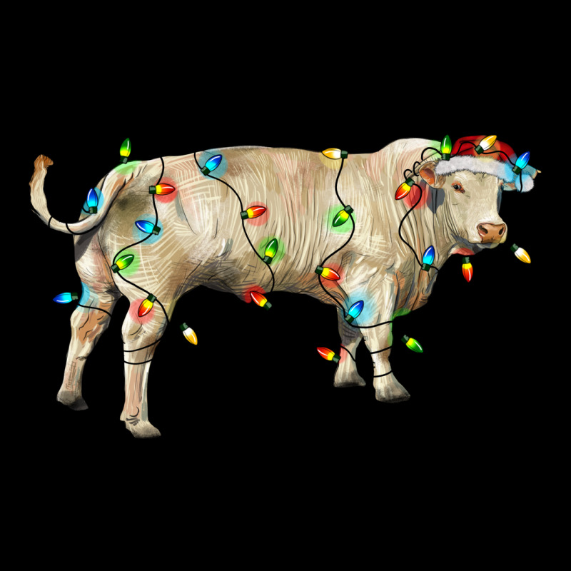 Charolais Bull With Christmas Lights Ladies Tee by RanaPortraitStore | Teevron