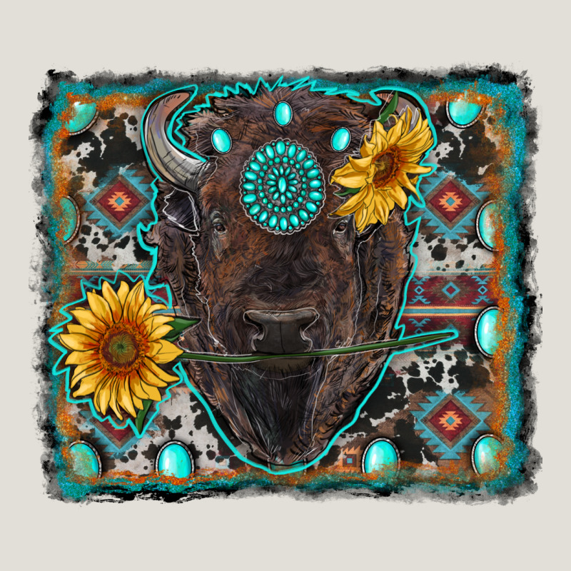 American Bison Wıth Sunflower And Gemstone Heavy Core Tee by RanaPortraitStore | Teevron