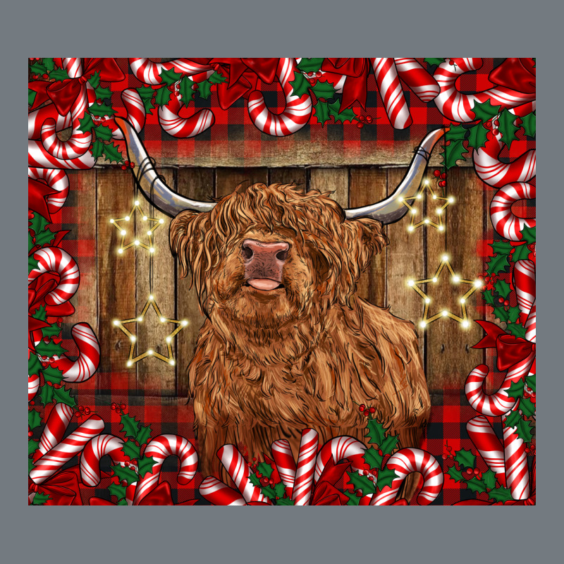 Christmas Highland Cow With Candy Canes Heavyweight Sweatshirt by BarkalooDesign | Teevron