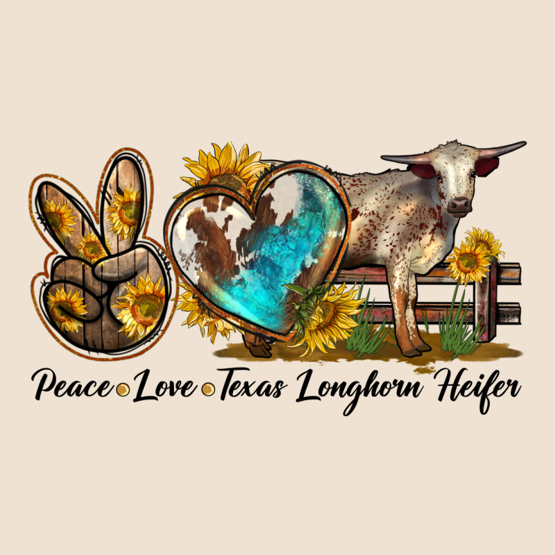 Peace Love Longhorn Heifer Urban Heavy Tee by LillyAllenDesigns | Teevron