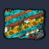 Western Aztec Sunflowers Turquoise Cowhide Background Heavyweight Sweatshirt | Teevron