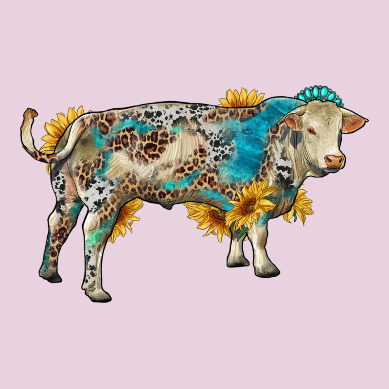 Charolais Bull With Sunflowers And Gemstone Western Patterns Ladies Tee by RanaPortraitStore | Teevron