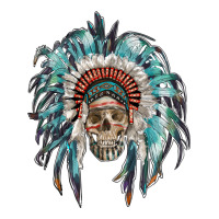 indian headdress with native american skull | Teevron