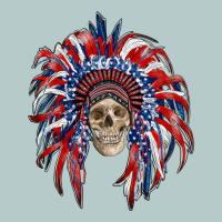 American Flag Indian Headdress With Skull Heavy Core Tee | Teevron