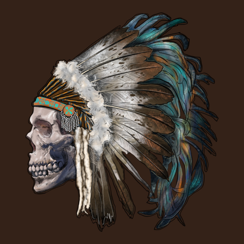 Skull With Indian Headdress Heavy Core Tee by RanaPortraitStore | Teevron
