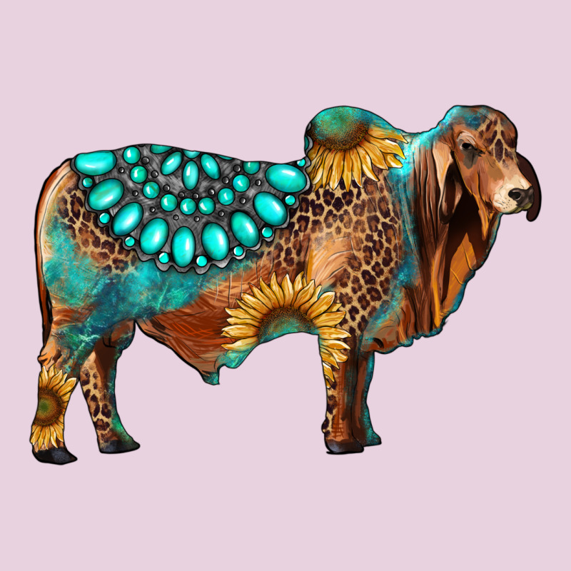Brahman Bull Gemstone Turquoise And Sunflower Ladies Tee by RanaPortraitStore | Teevron
