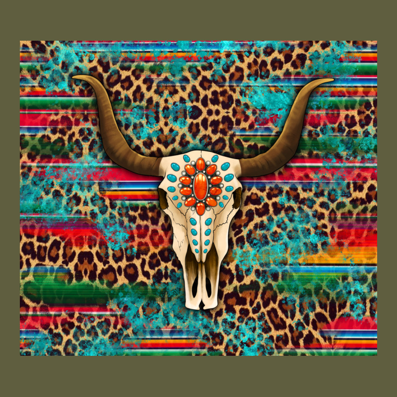 Western Serape Leopard Bull Skull Turquoise Tumbler Vintage Tee by Artiststas | Teevron