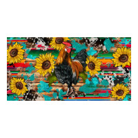 western coop animals rooster sunflowers cowhide wooden serape glitter | Teevron