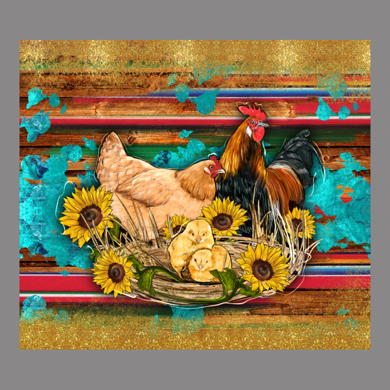 Western Coop Animals Farm Chicken Chick Rooster Sunflowers Wooden Sera Vintage Tee by Artiststas | Teevron