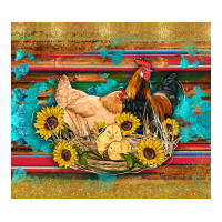 western coop animals farm chicken chick rooster sunflowers wooden sera | Teevron