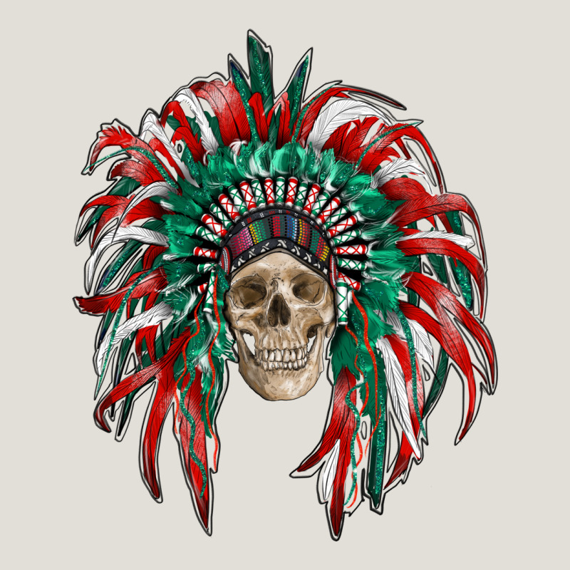 Mexican Flag Indian Headdress With  Skull Heavy Core Tee by RanaPortraitStore | Teevron
