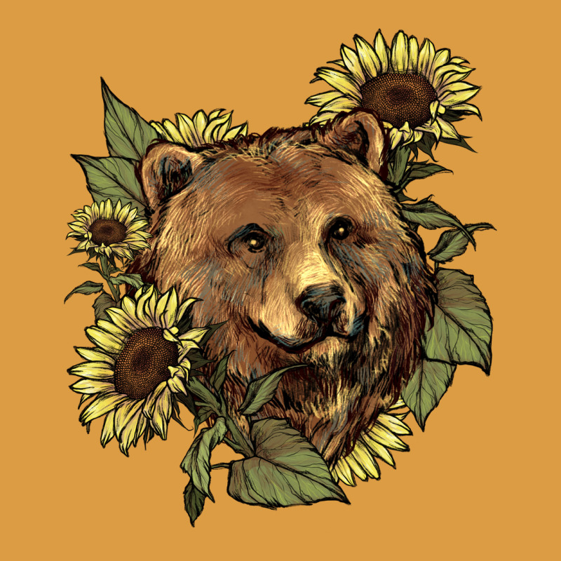 Bear Head Sunflowers Urban Heavy Tee by NancyCooperArtShop | Teevron