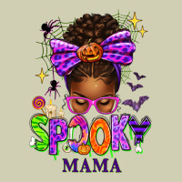 Halloween Afro Messy Bun Spooky Mama Heavy Core Tee | Teevron