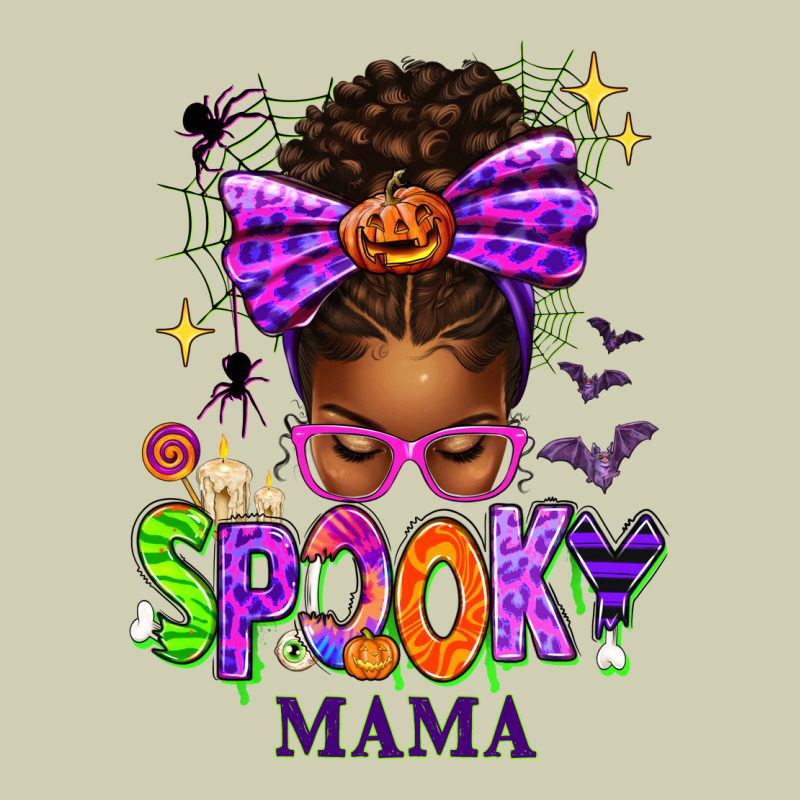 Halloween Afro Messy Bun Spooky Mama Heavy Core Tee by texasbilliewilder | Teevron