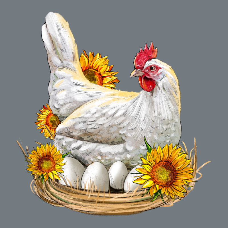 Perched Chicken With Sunflowers Heavyweight Sweatshirt by LillyAllenDesigns | Teevron