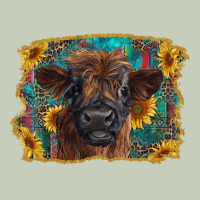Highland Cow Calf With Western Background Ladies Tee | Teevron