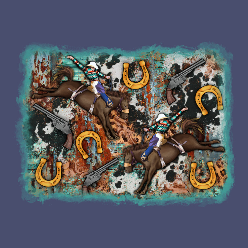 Bucking Bronco Rodeo Revolver Western Background Vintage Tee by AdoDesignShop | Teevron