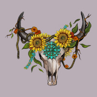 Boho Bullskull With Sunflower And Gemstone Vintage Tee | Teevron