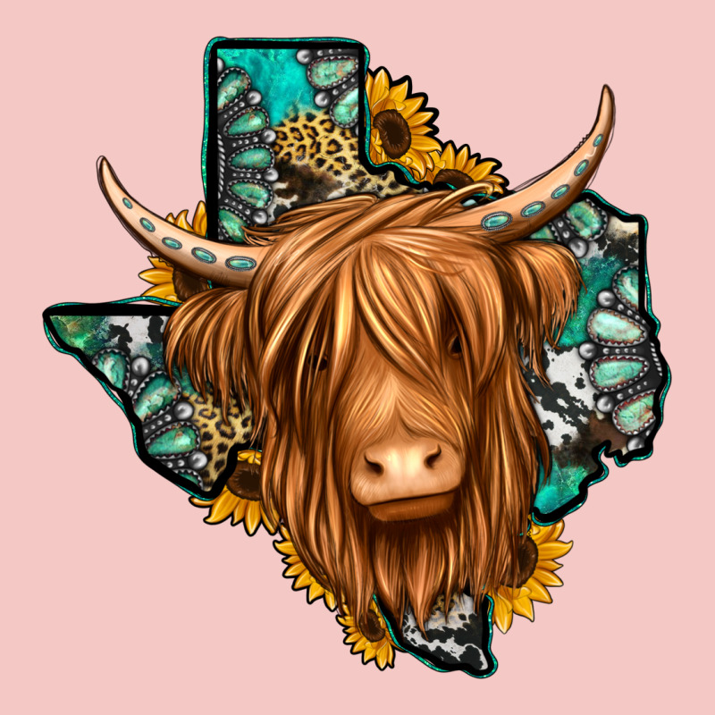 Texas Map Long Haired Shaggy Cow Urban Heavy Tee by Jasminsmagicworld | Teevron