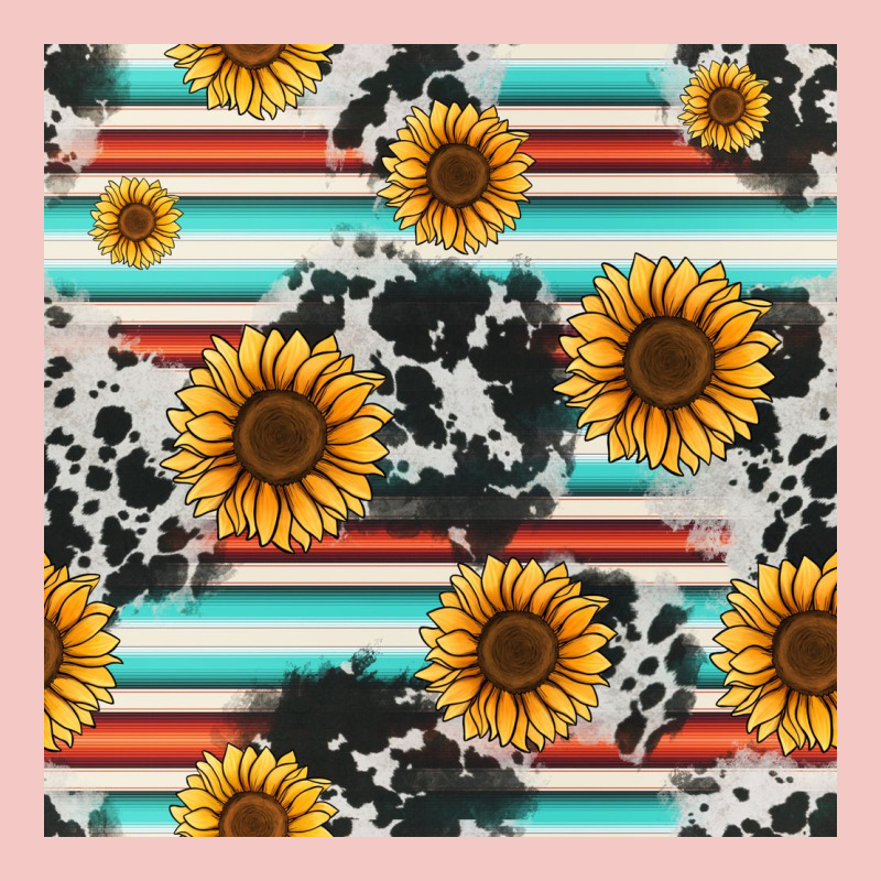 Serape Cowhide Sunflowers Seamless Pattern 12inch Urban Heavy Tee by Jasminsmagicworld | Teevron
