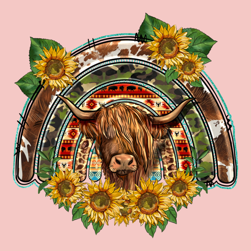 Scottish Calf Sunflowers Rainbow Urban Heavy Tee by BarkalooDesign | Teevron