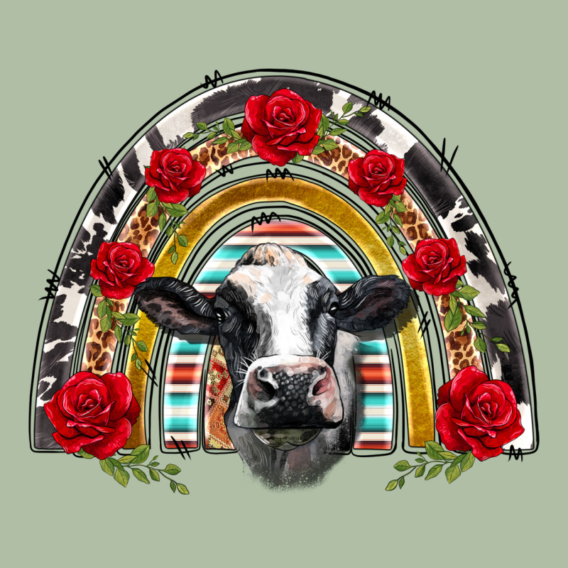 Black And White Baby Cow Floral Rose Rainbow Urban Heavy Tee by BarkalooDesign | Teevron