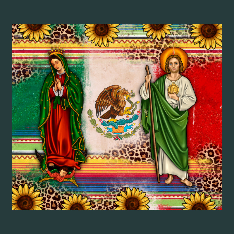 Mexico Flag Our Lady Of Guadalupe San Judas Sunflower Premium Hoodie by JahusDesignShop | Teevron